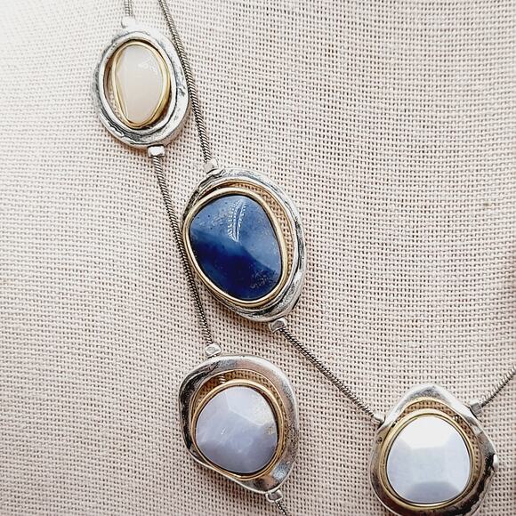 Chico’s Two-Strand Necklace w/ Gemstone Lavender Stones & Blue Accents, 20" - Picture 5 of 13